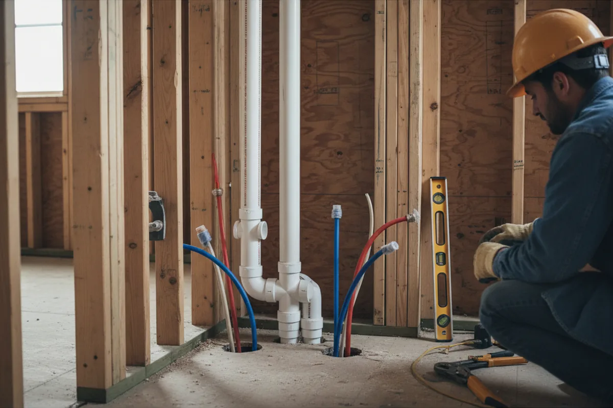 Drain and supply rough-in during Toilet Repair and Installation in Jbphh